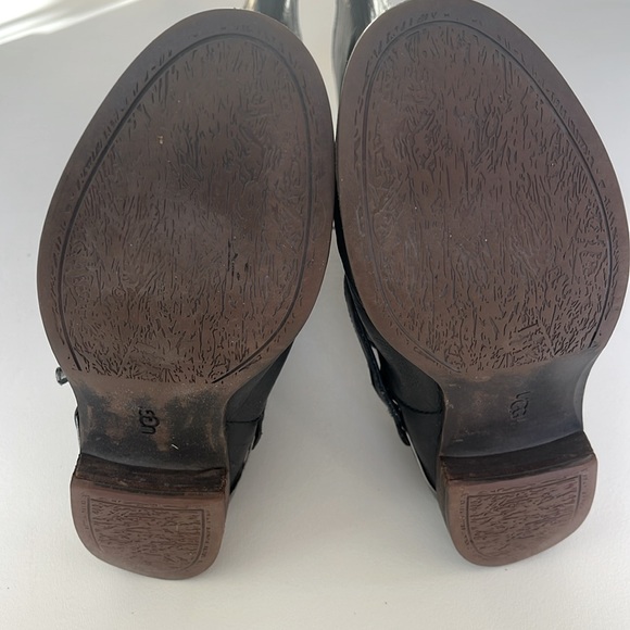 UGG Women's Channing II Boots Leather Sheepskin Sock Liner Black Size 10 - Picture 12 of 14